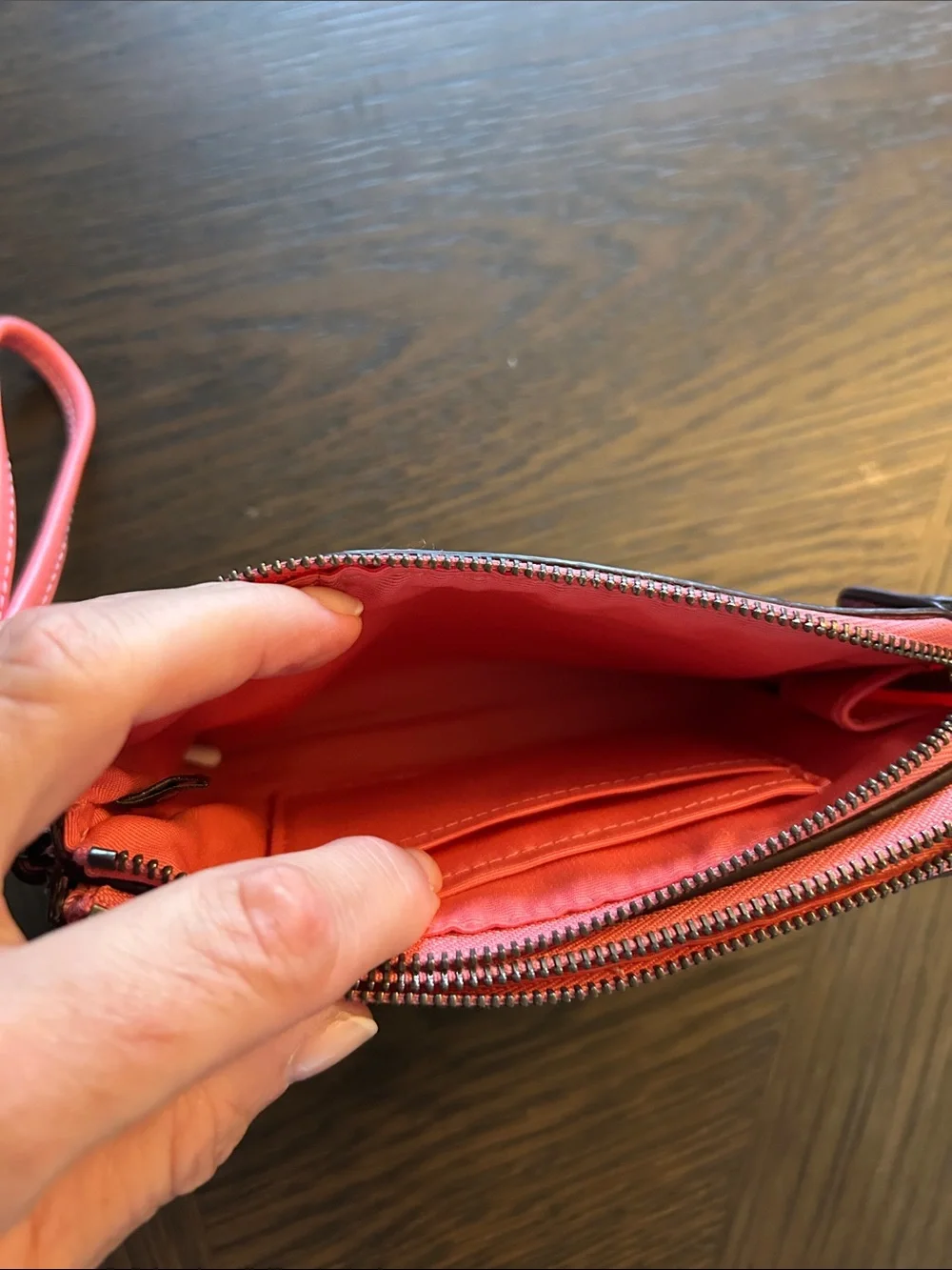Coach Double corner Zip Signature Wristlet NWT